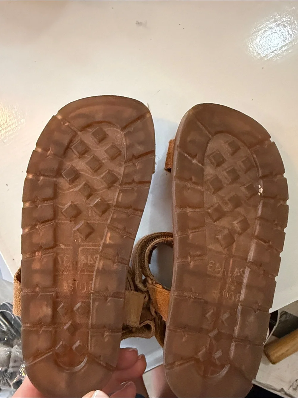 Zara Kids Tan Suede Double-Strap Sandals